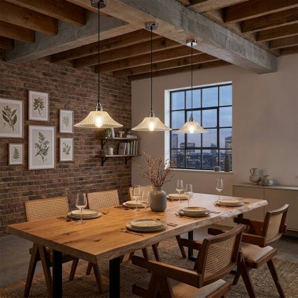 JULL cable-suspended pendant light 1xE27/15W/230V polished chrome/clear glass