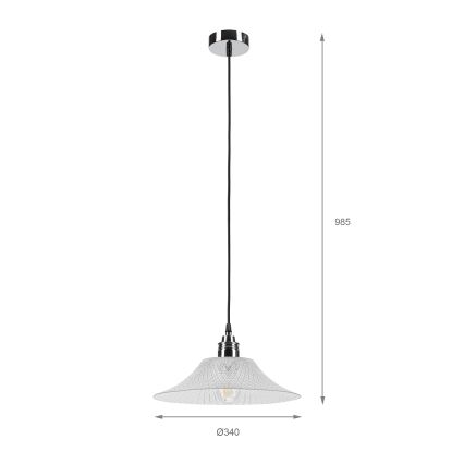 JULL cable-suspended pendant light 1xE27/15W/230V polished chrome/clear glass