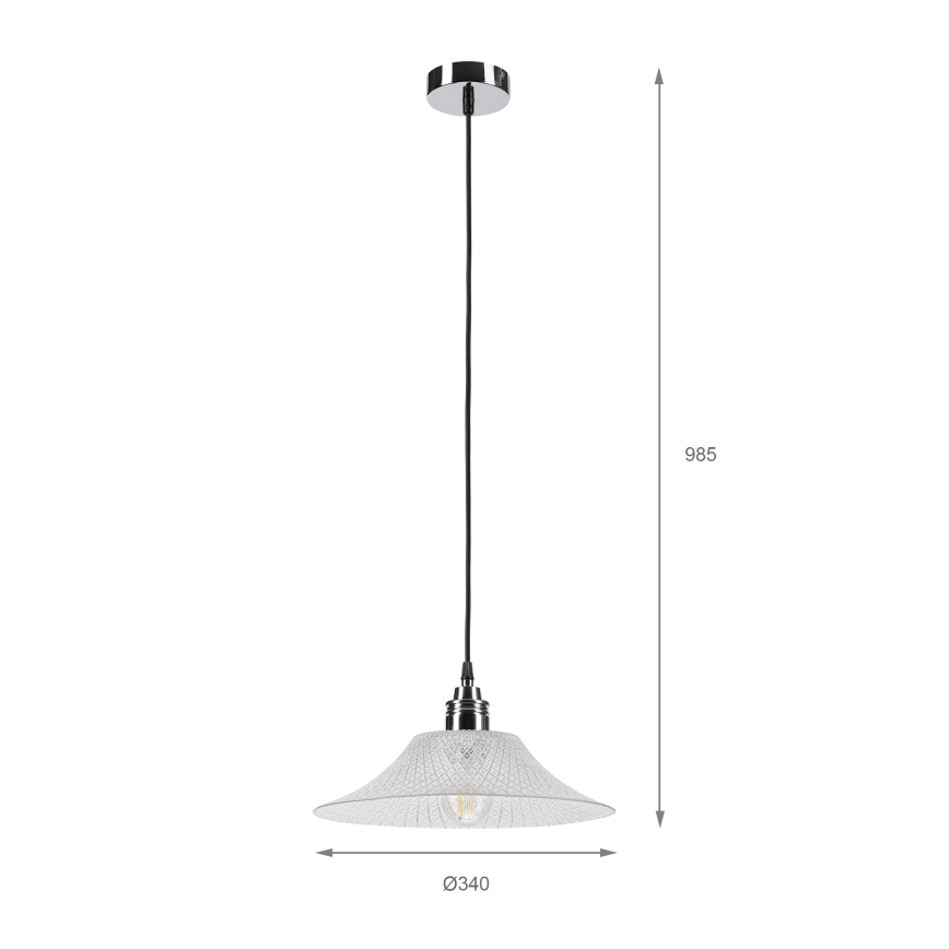 JULL cable-suspended pendant light 1xE27/15W/230V polished chrome/clear glass