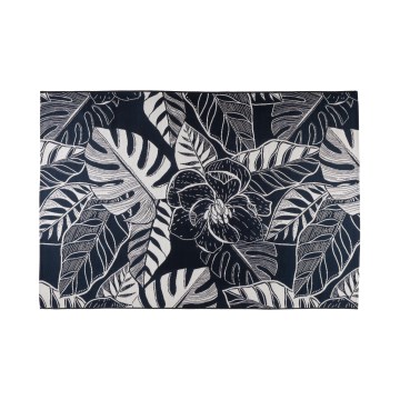 JUNGLE Outdoor Rug 160x220 cm — Black/White, Leaf Pattern