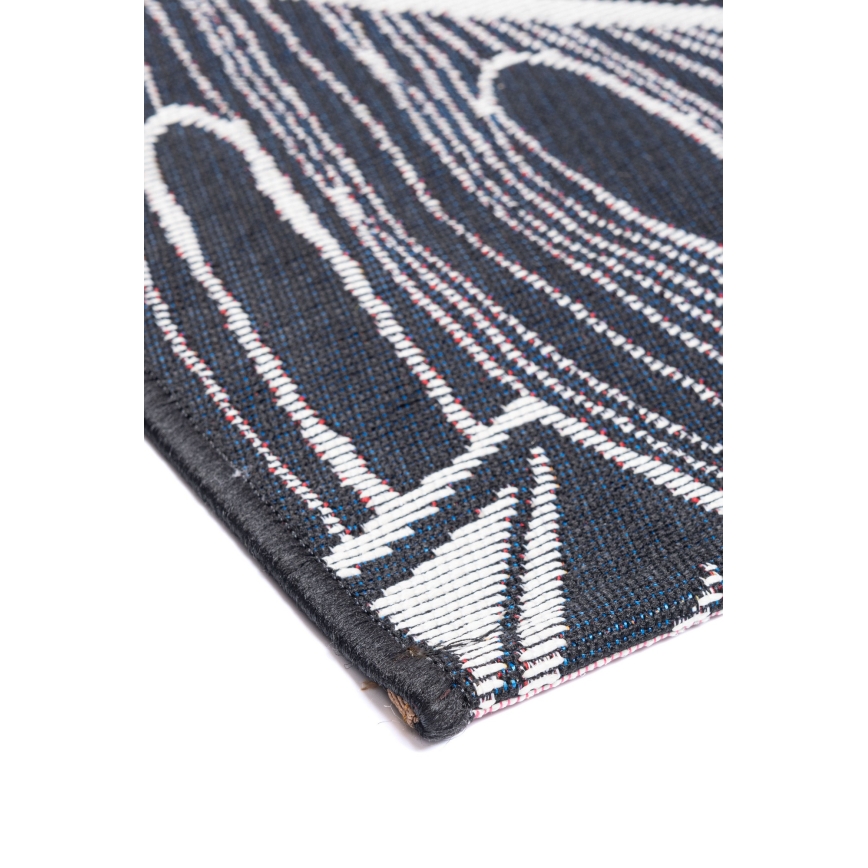 JUNGLE Outdoor Rug 160x220 cm — Black/White, Leaf Pattern