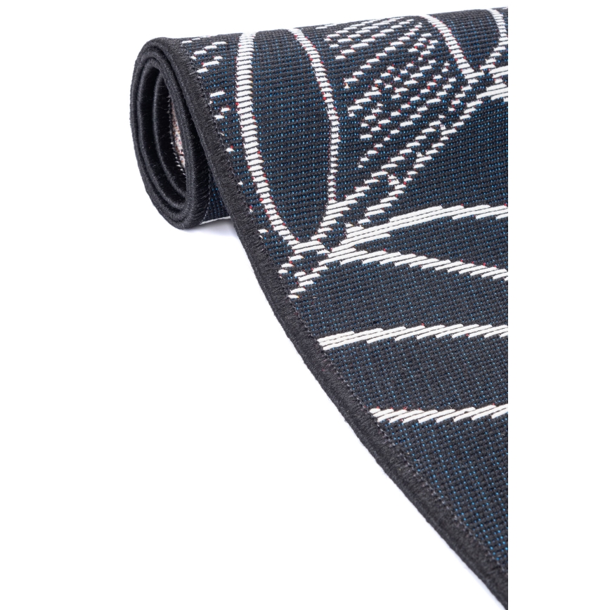 JUNGLE Outdoor Rug 160x220 cm — Black/White, Leaf Pattern
