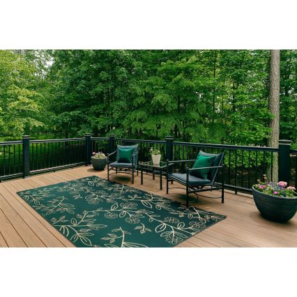 JUNGLE Outdoor Rug 80x160 cm, Green — Leaf Pattern