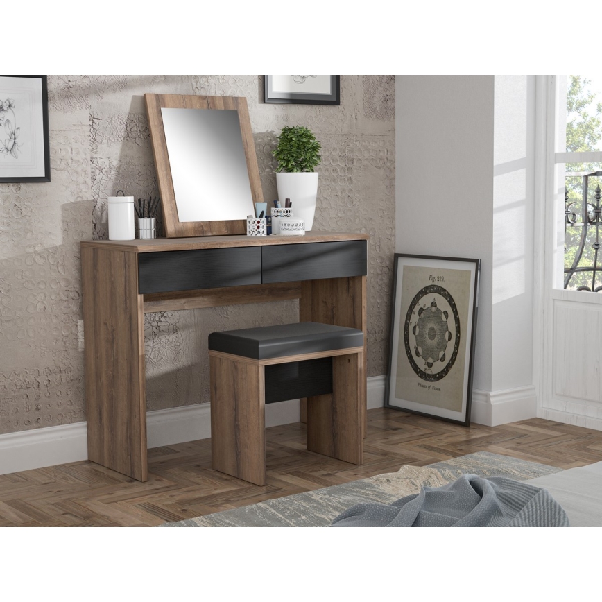 JUNO vanity table + stool 45x29.6 cm brown/black
