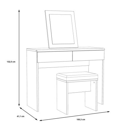 JUNO vanity table + stool 45x29.6 cm brown/black