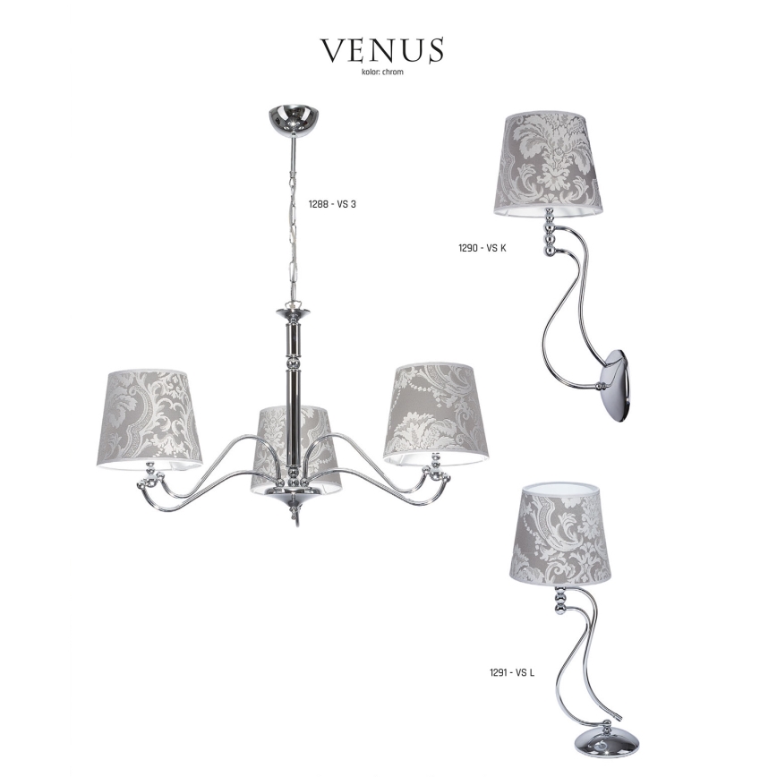 JUPITER 1288-VS3 - Pendant light VENUS 3xE27/60W