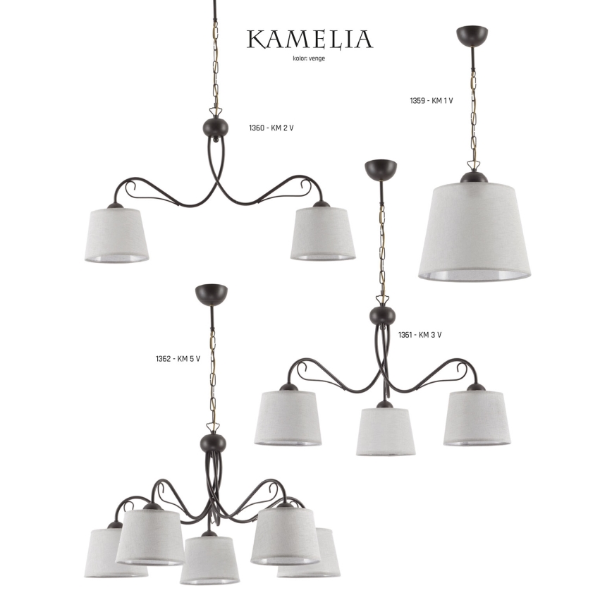 Jupiter 1360 - KM 2 V - Chandelier on a chain KAMELIA 2xE27/60W/230V