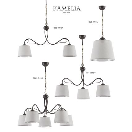 Jupiter 1362 - KM 5 V - Chandelier on a chain KAMELIA 5xE27/60W/230V