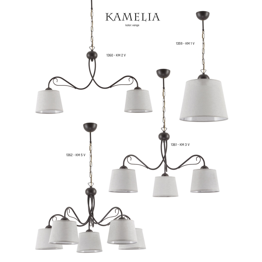 Jupiter 1362 - KM 5 V - Chandelier on a chain KAMELIA 5xE27/60W/230V