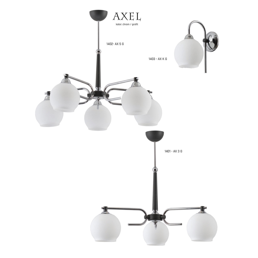 Jupiter 1401 - AX 3 G - Chandelier on a pole AXEL 3xE27/60W/230V