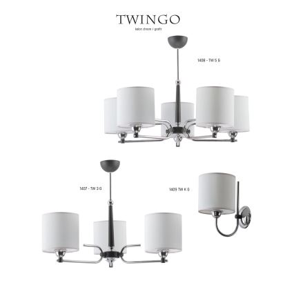 Jupiter 1407 - TW 3 G - Pendant chandelier TWINGO 3xE27/60W/230V