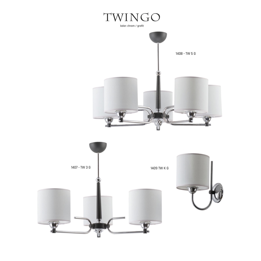 Jupiter 1407 - TW 3 G - Pendant chandelier TWINGO 3xE27/60W/230V