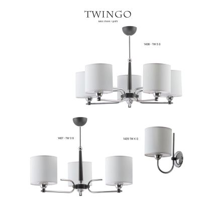 Jupiter 1408 - TW 5 G - Chandelier on a pole TWINGO 5xE27/60W/230V