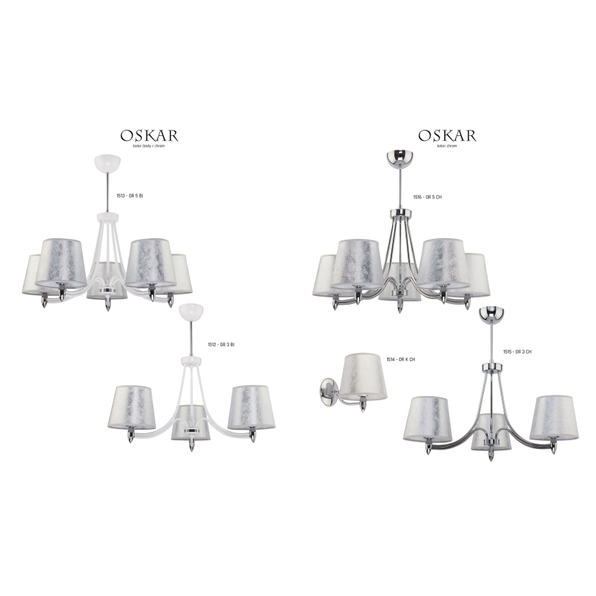 Jupiter 1513 - OR 5 bi - Pendant chandelier OSKAR 5xE27/60W