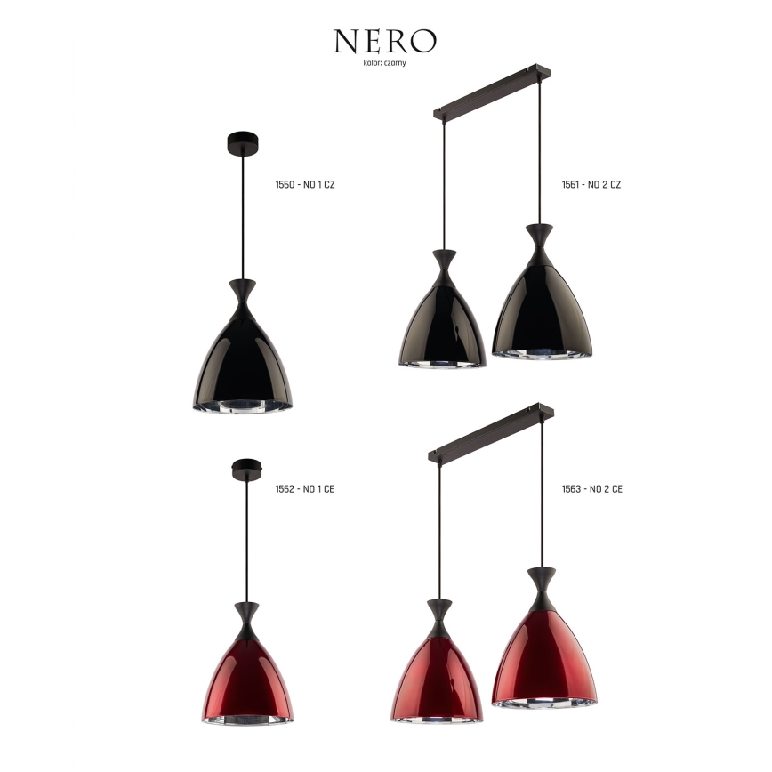 Jupiter 1562 - NO 1 CZE - Pendant light NERO E27/60W