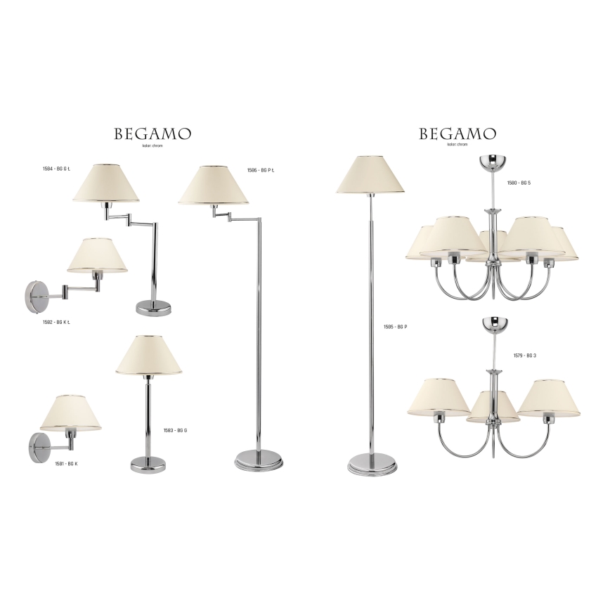 Jupiter 1580 - BG 5 CH - Chandelier on a rod BEGAMO 5xE27/60W