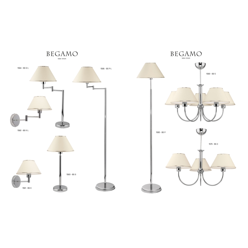Jupiter 1582 - BG K L CH - Wall light BEGAMO E27/60W