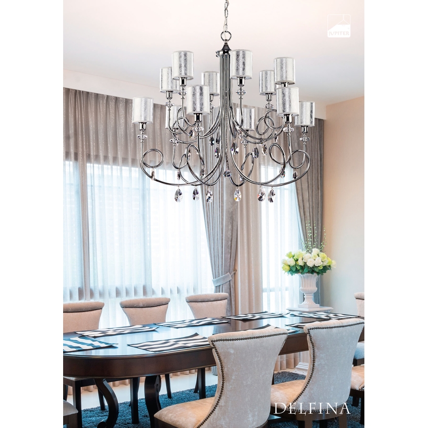 Jupiter 1596 - DE 12 CH - Crystal chandelier DOLPHINA 12xE14/40W