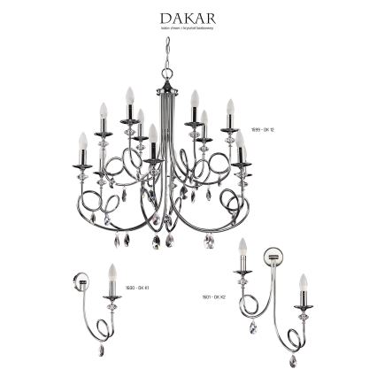 Jupiter 1601 - DK K2 CH - Wall light DAKAR 2xE14/40W