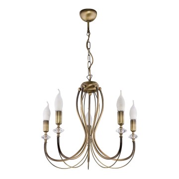 Jupiter 1611 - Chandelier on a chain MELODY 5xE14/40W/230V brass patina