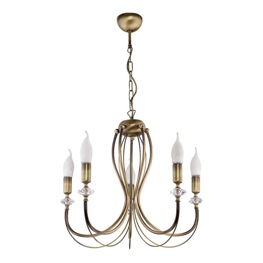 Jupiter 1611 - Chandelier on a chain MELODY 5xE14/40W/230V brass patina