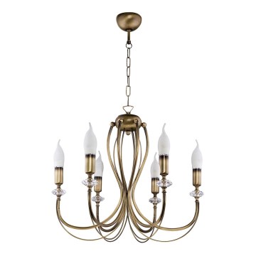 Jupiter 1612 - Chandelier on a chain MELODY 6xE14/40W/230V brass patina