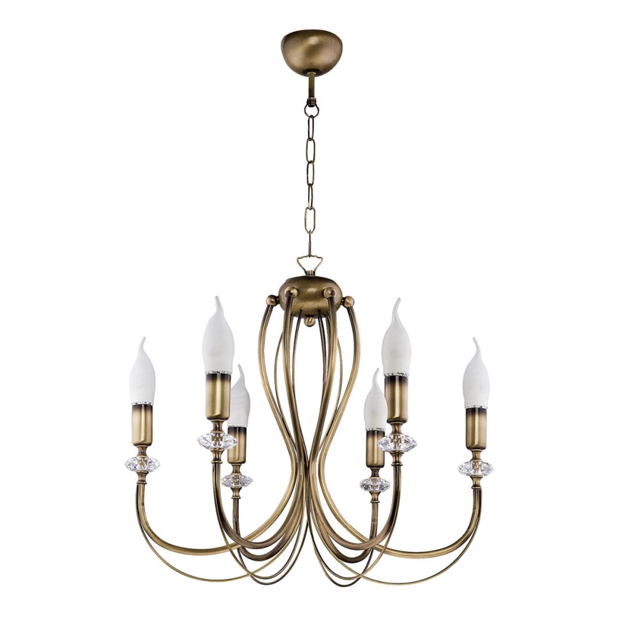 Jupiter 1612 - Chandelier on a chain MELODY 6xE14/40W/230V brass patina