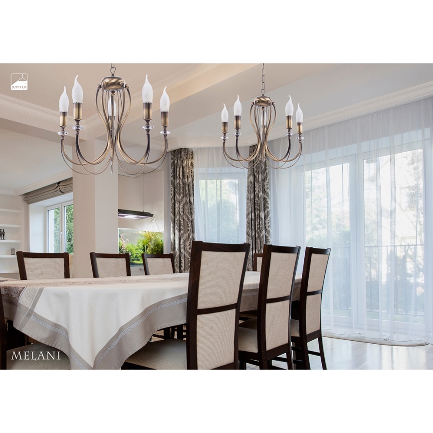 Jupiter 1634 - Chandelier on a string MELANI 5xE14/40W/230V brass patina