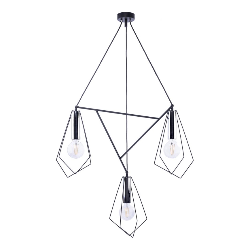 Jupiter 1663 - Chandelier on a string KAIR 3xE27/60W/230V black/shiny chrome