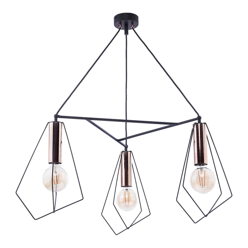 Jupiter 1666 - Chandelier on a string KAIR 3xE27/60W/230V black/copper