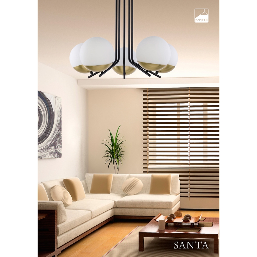Jupiter 1720 - Pendant chandelier SANTA 5xE14/40W/230V brass