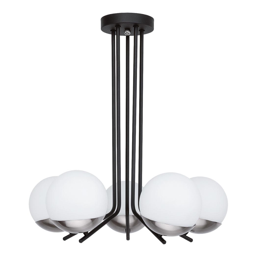 Jupiter 1724 - Chandelier on a pole SANTA 5xE14/40W/230V shiny chrome