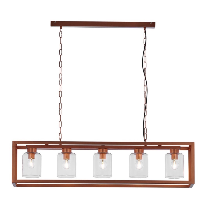 Jupiter 1804 - MC5 - Chandelier on a chain MACARI 5xE27/60W/230V copper