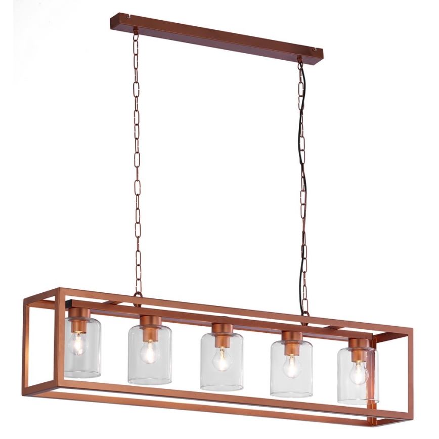 Jupiter 1804 - MC5 - Chandelier on a chain MACARI 5xE27/60W/230V copper