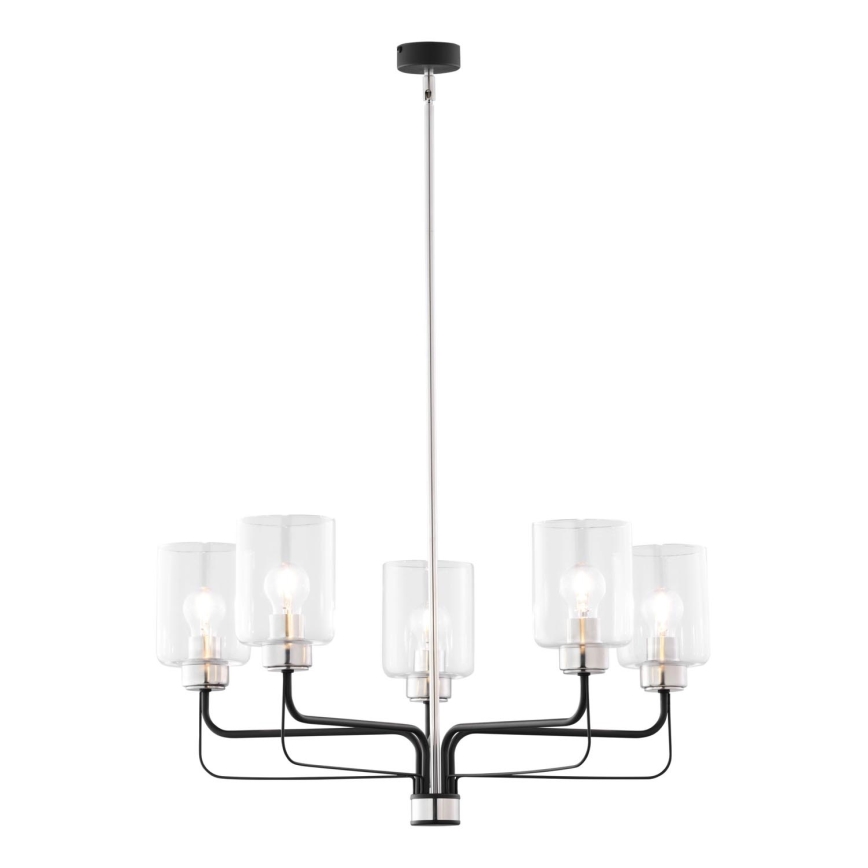 Jupiter 1884 - CERES Rod Chandelier 5xE27/15W/230V Matte Chrome/Black