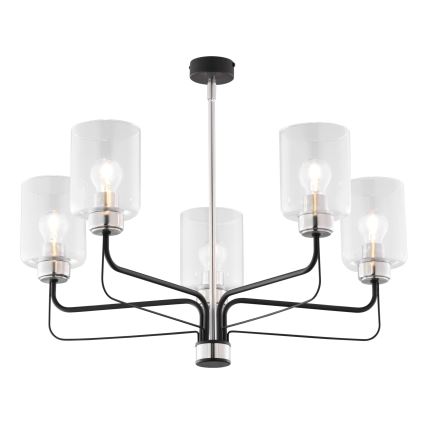 Jupiter 1884 - CERES Rod Chandelier 5xE27/15W/230V Matte Chrome/Black