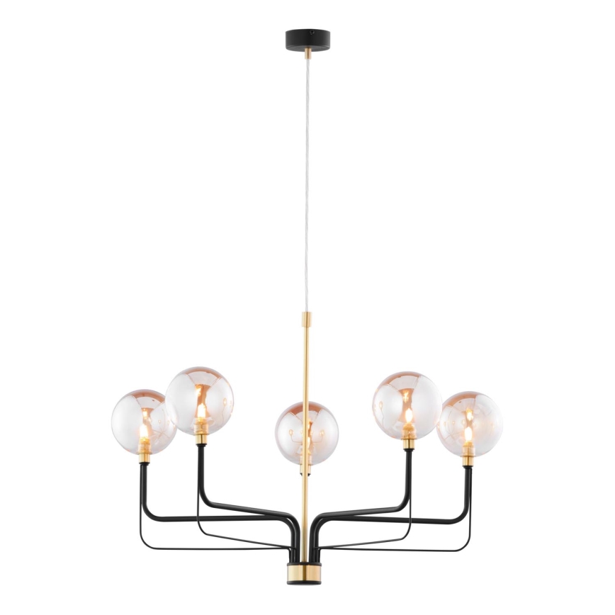 Jupiter 1886 - ERIS cable-suspended chandelier 5xG9/14W/230V gold/black/smoky beige