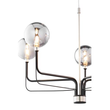 Jupiter 1888 - Cable-hung pendant ERIS 5xG9/14W/230V matte chrome/black/smoked grey