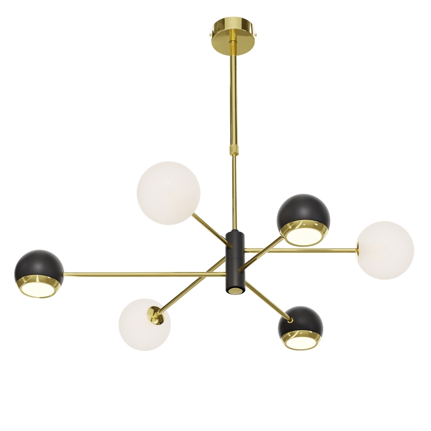 Jupiter 1965 - MOKA rod-mounted chandelier 3xGU10/10W/230V + 3xG9/10W/230V gold/black/white
