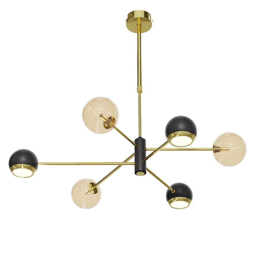 Jupiter 1966 - Chandelier on a pole MOKA 3xGU10/10W/230V + 3xG9/10W/230V gold/black/beige