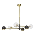 Jupiter 1967 - MOKA rod-mounted chandelier 3xGU10/10W/230V + 3xG9/10W/230V gold/black/clear