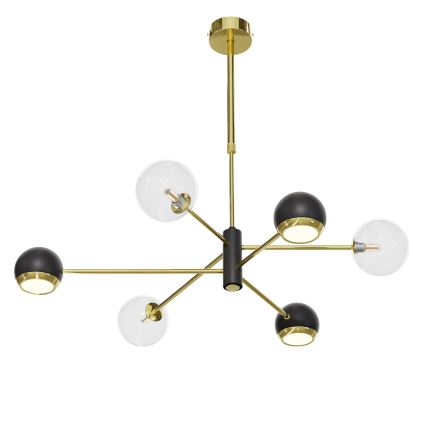 Jupiter 1967 - MOKA rod-mounted chandelier 3xGU10/10W/230V + 3xG9/10W/230V gold/black/clear