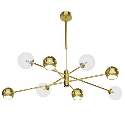Jupiter 1970 - Chandelier on a pole MOKA 4xGU10/10W/230V + 4xG9/10W/230V gold/clear