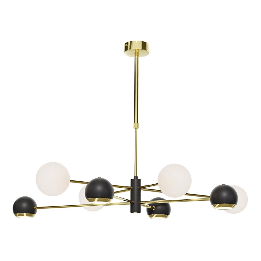 Jupiter 1971 - Chandelier on a pole MOKA 4xGU10/10W/230V + 4xG9/10W/230V gold/black/white