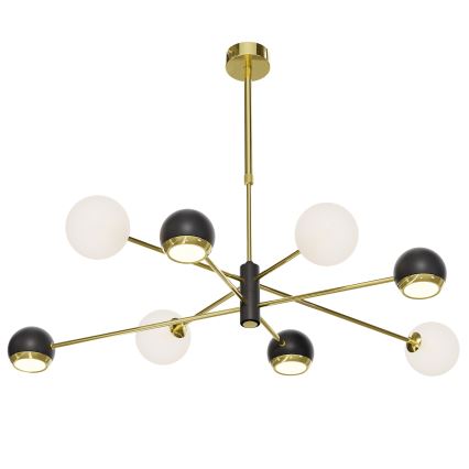 Jupiter 1971 - MOKA rod-mounted chandelier 4x GU10/10W/230V + 4x G9/10W/230V gold/black/white