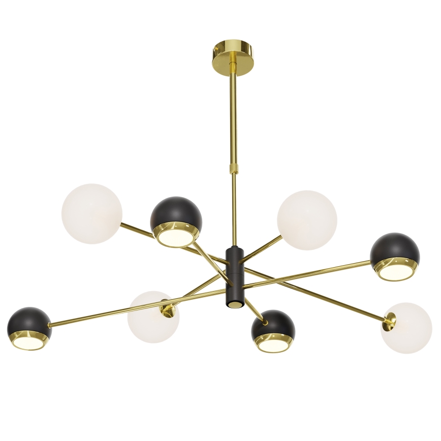 Jupiter 1971 - MOKA rod-mounted chandelier 4x GU10/10W/230V + 4x G9/10W/230V gold/black/white