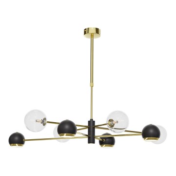 Jupiter 1973 - Chandelier on a pole MOKA 4xGU10/10W/230V + 4xG9/10W/230V gold/black/clear