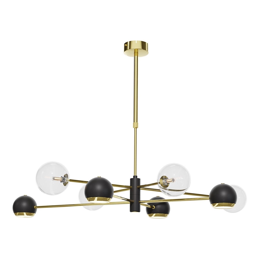 Jupiter 1973 - Chandelier on a pole MOKA 4xGU10/10W/230V + 4xG9/10W/230V gold/black/clear