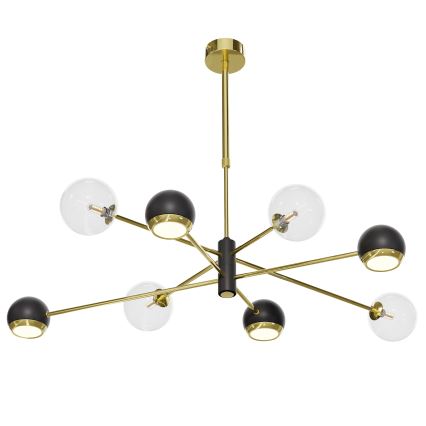 Jupiter 1973 - Chandelier on a pole MOKA 4xGU10/10W/230V + 4xG9/10W/230V gold/black/clear