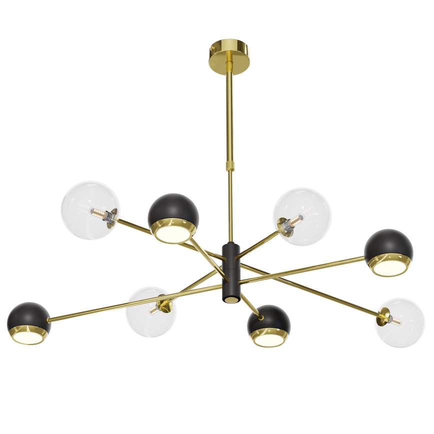 Jupiter 1973 - Chandelier on a pole MOKA 4xGU10/10W/230V + 4xG9/10W/230V gold/black/clear